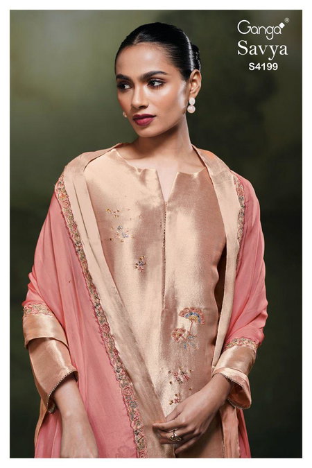 Savya 4199 By Ganga Bemberg Silk Surat Dress Material Wholesale Market
